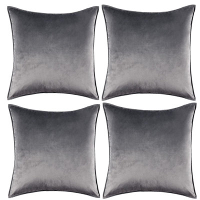 Set Of 4 Throw Velvet Cushion Covers