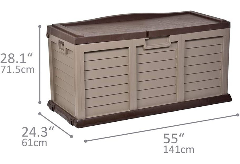 Samuel Alexander 141cm W 440L Plastic Lockable Storage Bench with Wheels in Brown