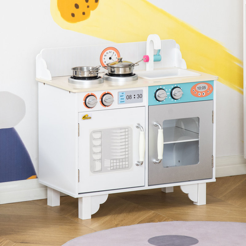 Ensemble de jeu de cuisine Kids Play, ensemble de cuisine avec évier, surface de cuisson, four, casseroles en acier inoxydable
