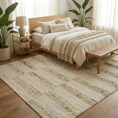Tapis ivoire / naturel tissé à plat à la main Garvin