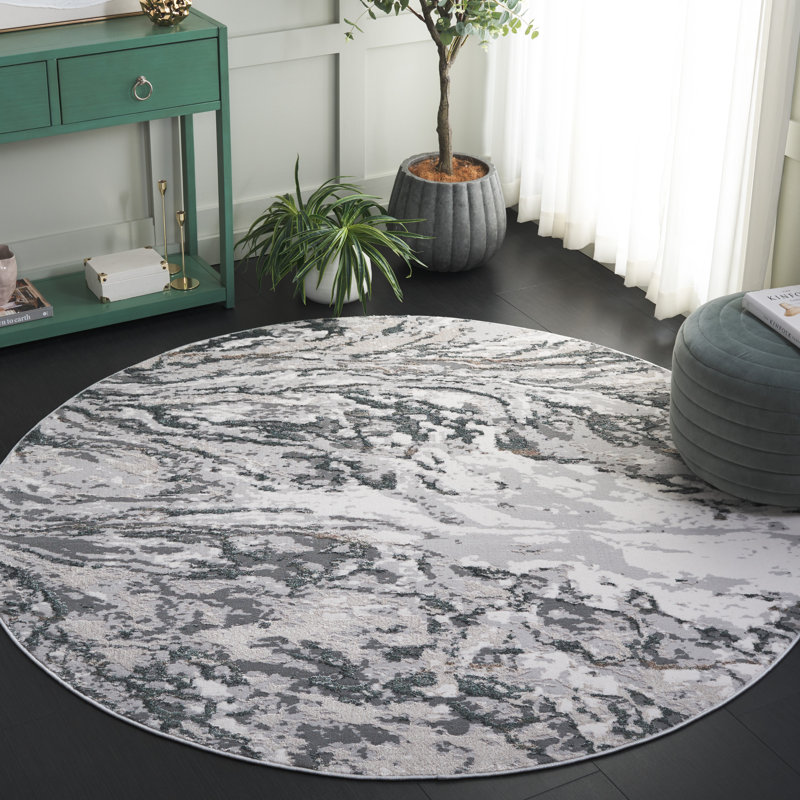 Joonyoung 100 Performance Geometric Rug, Round 6'7"