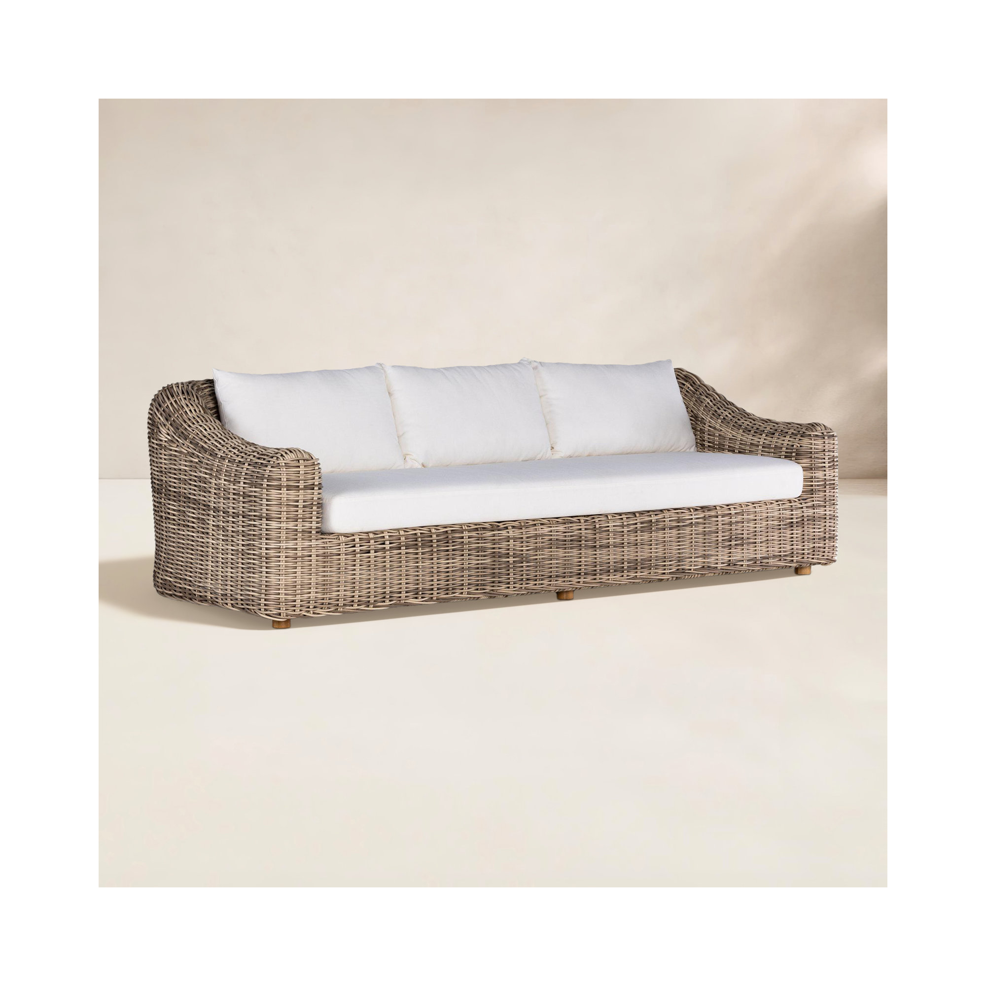 Azlynne 106'' Wide Patio Sofa with Cushions, Brown
