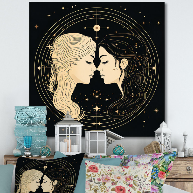 Signe du zodiaque Gémeaux - impression sur toile astrologie, Toile tendue, 36" H x 36" W