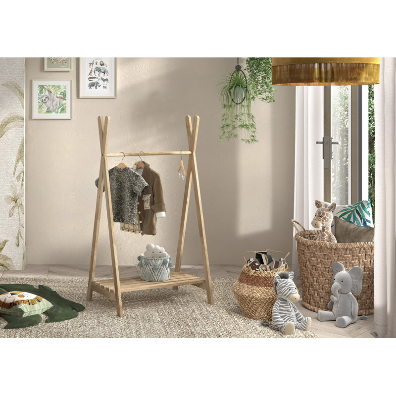 FORREST Oak Clothes Rack with Shelf, Solid Oak, Natural Oiled
