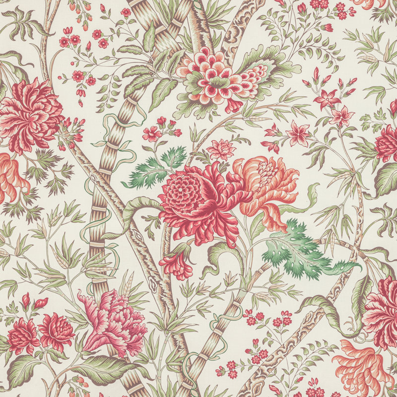 Manoir Luberon Print 100% Cotton Fabric, Berry/Leaf