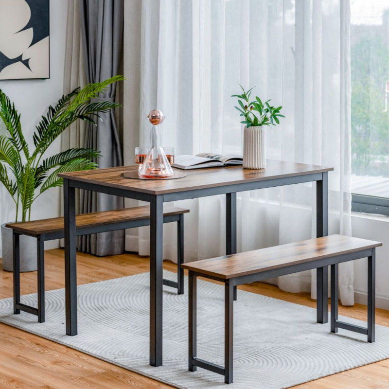 Evyonne 4 - Person Four Leg Dining Set, Dark Brown, Dark Brown/Black