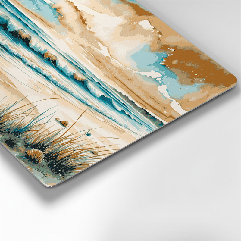 Bord de mer, calendrier, élite, art mural en métal beige, H 16 po x l 20 po