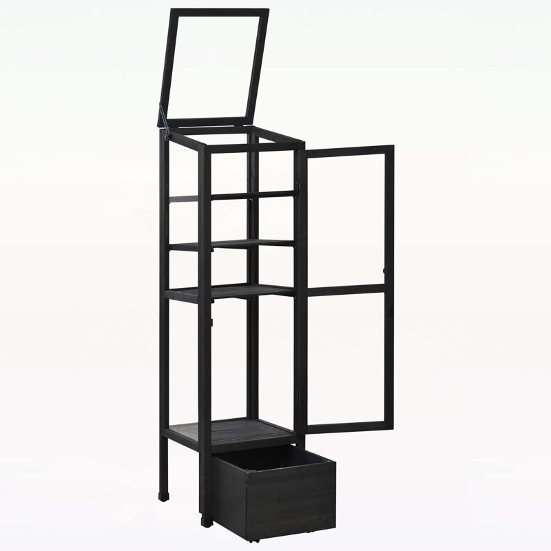 Versatile Portable Wooden Greenhouse for All Plant Types and Environments, Black