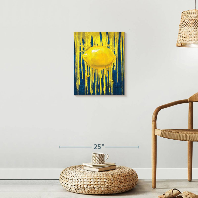 «Lemon Paint Drip» sur toile, H 20 po x l 16 po x P 1,25 po