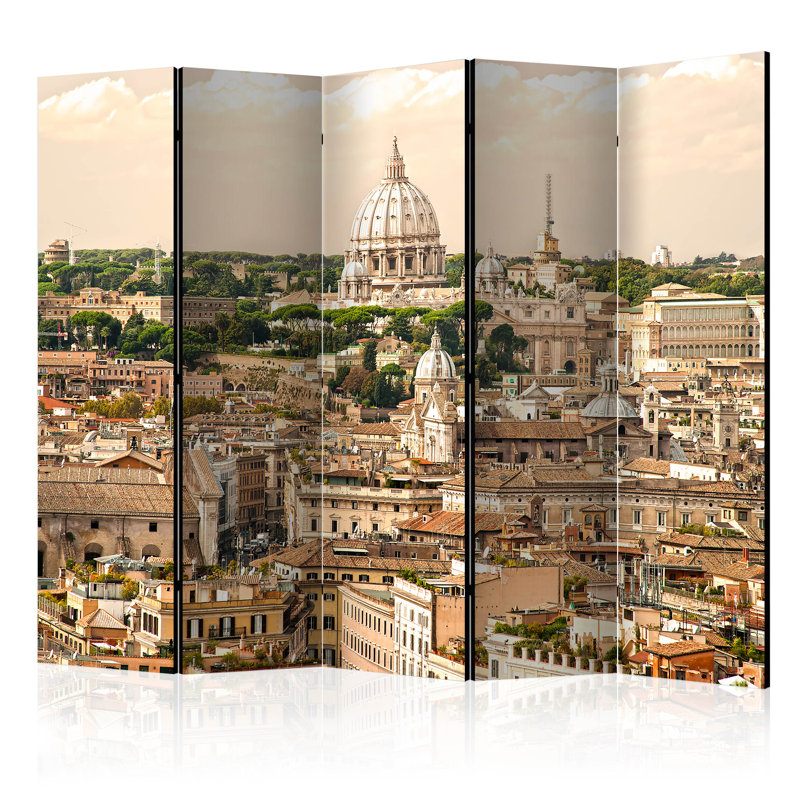Googins 225cm W x 172cm H 5 - Panel Solid Wood Folding Room Divider