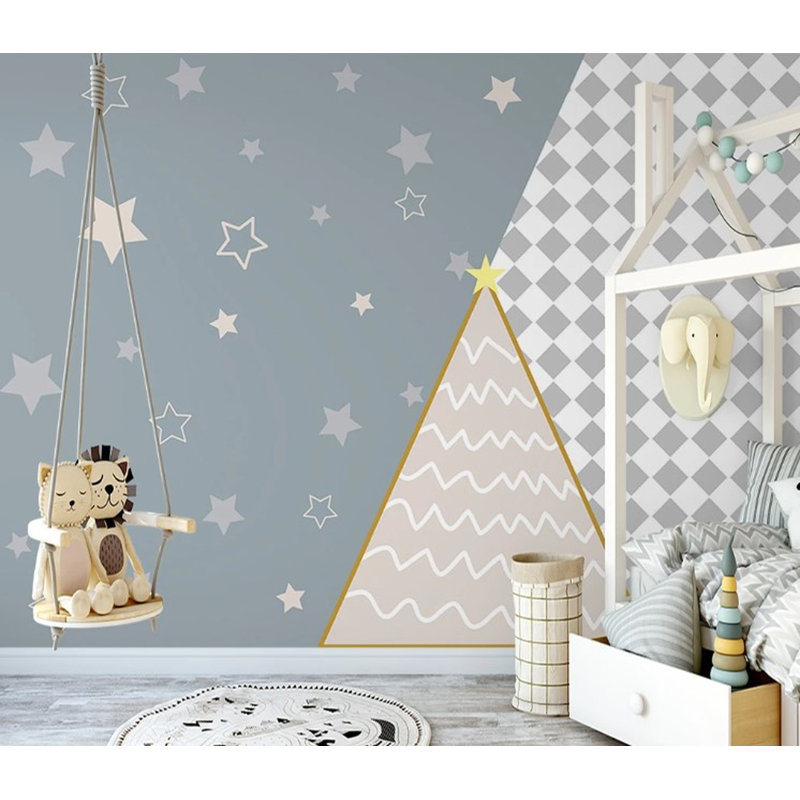 Papier peint amovible à motif de triangles et de formes carrées, L 48,96 po x l 75 po