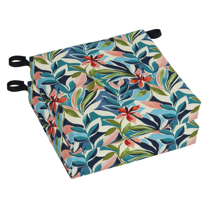 Indoor/Outdoor Adirondack Chair Cushion, 3" H x 20" W x 19" D, Ivory/Blue Floral