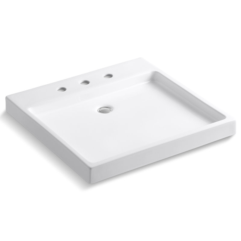 Purist® Ceramic Rectangular Drop-In Bathroom Sink, White, 8'' Centers