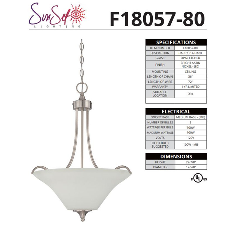Luminaire suspendu bol 3 lumières Fellsburg