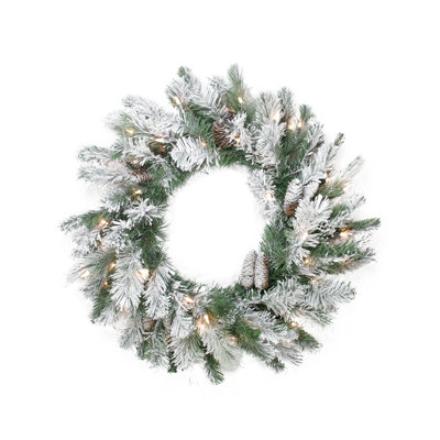 Couronne de Noël artificielle pré-éclairée en pin de Noël - lumières claires