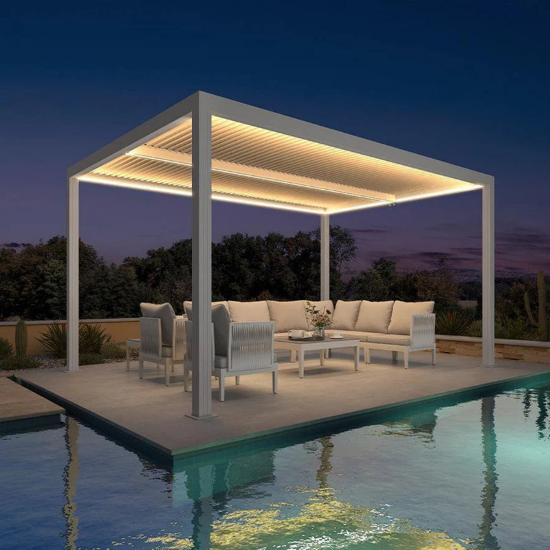 Remplacement de la bande lumineuse DEL de la pergola mauve - compatible avec un pavillon de jardin blanc à persiennes de 12 pi x 14 pi, imperméable, à intensité variable avec télécommande. (Un accessoire d'éclairage, pas une pergola)