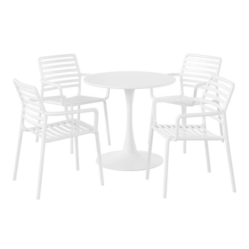 Ensemble repas extérieur pour 4 personnes, Blanc