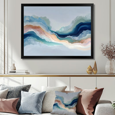 «Blue River Fragments», art sur toile à l'encre liquide, art abstrait doré