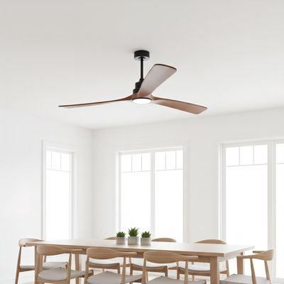36"/52"/60" Black Ceiling Fan Light, 6-Speed Remote, 3 Reversible Wood Blades, DC Motor for Bedroom