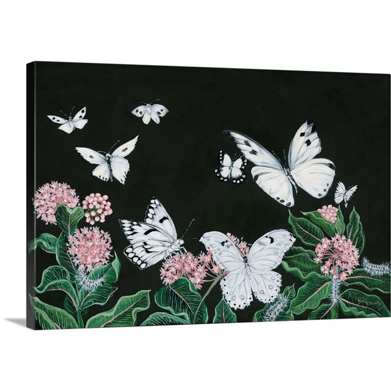 Papillons, reproduction d’art sur toile, H 16 po x l 24 po x P 1,25 po, Toile tendue