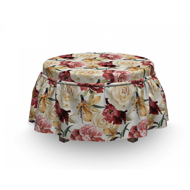 Housse pour repose-pieds roses pivoines