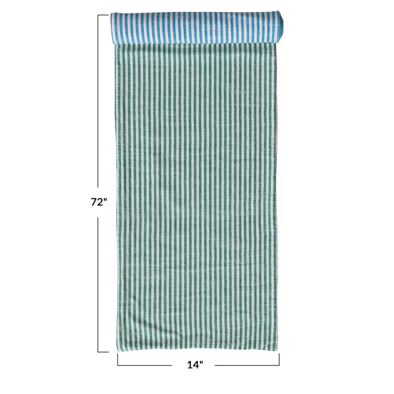 Woven Cotton Reversible Striped Table Runner