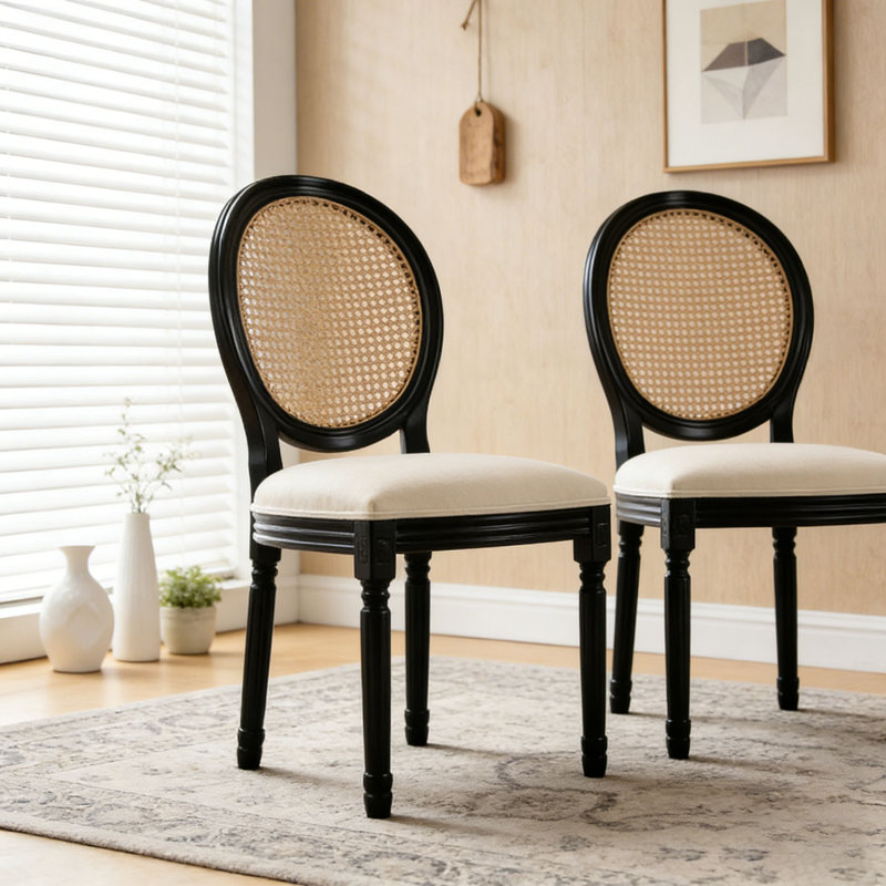 French Country Dining Chairs Set, Black