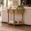 Console en demi-lune de 80 cm de large avec tablette de rangement et pieds en bois massif, table d'entrée moderne