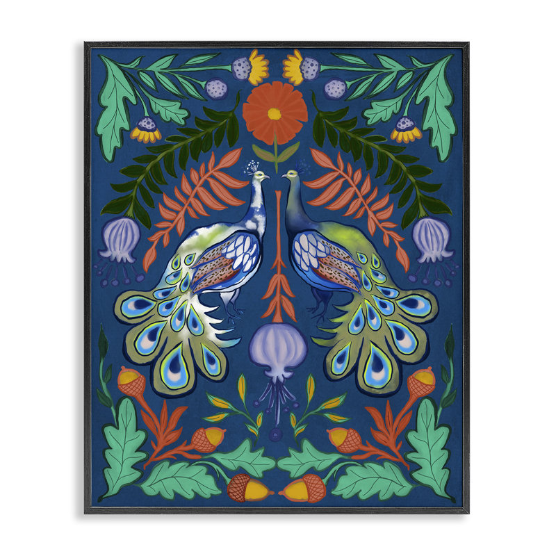 Reproduction d'art giclée encadrée par Peacocks & Botanicals en miroir, conception par Elizabeth Medley, H 14 po x l 11 po