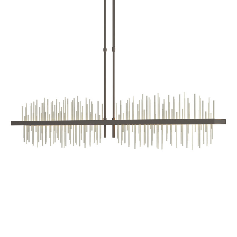 Gossamer 1 - Light Kitchen Island Linear LED Pendant, Sterling, Dark Smoke