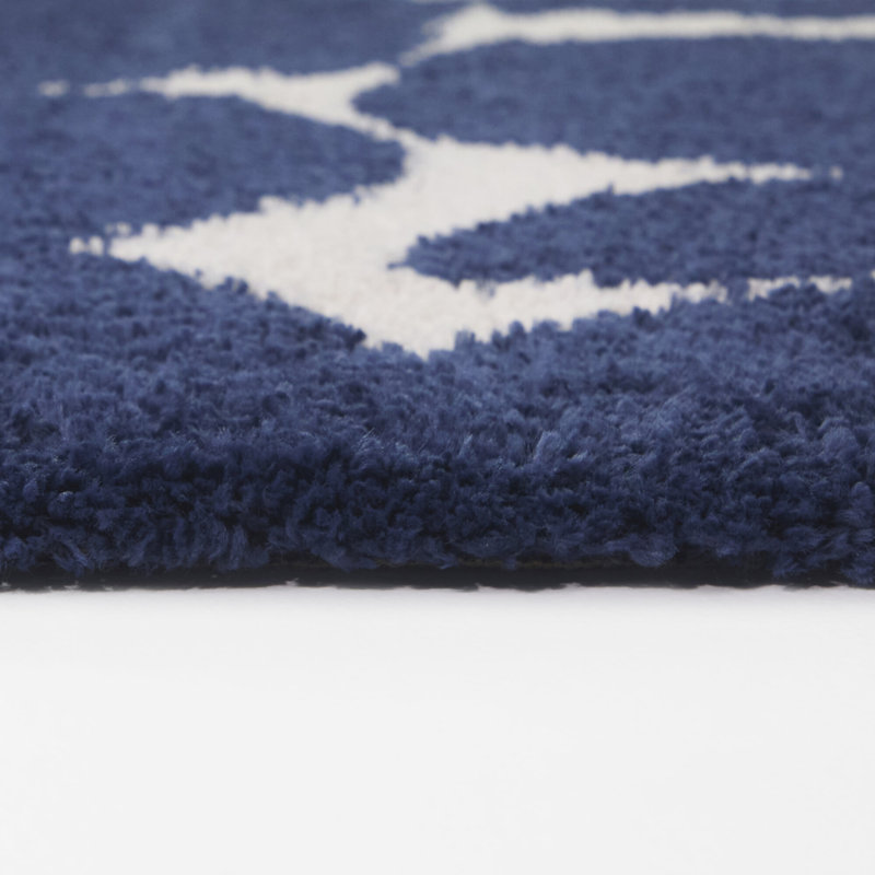 Armin Navy Abstract Geometric Area Rug, Rectangle 5'3" x 7'