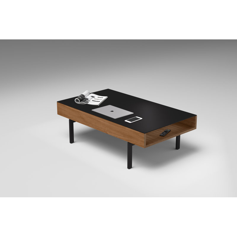 Reveal Glass Coffee Table, Natural Walnut
