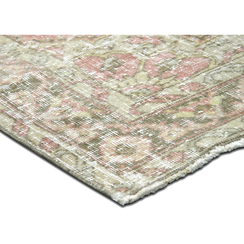 Tapis de couloir unique en laine noué à la main de style années 1960 de 4 pi 8 po x 12 pi 9 po en rouge foncé / brun / gris