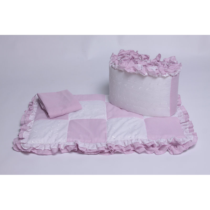 Eustace Gingham Cotton Blend Cradle Bedding Set, Lavender