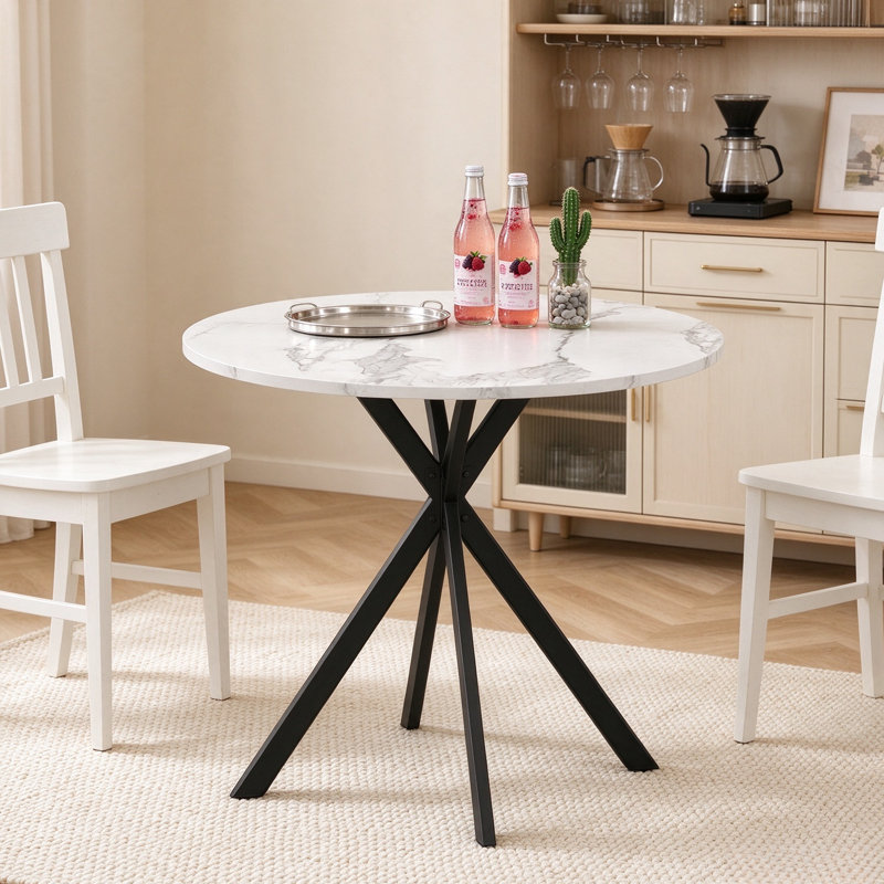 Petite table de salle à manger 31,5 pouces Mid Century Modern, Faux marbre