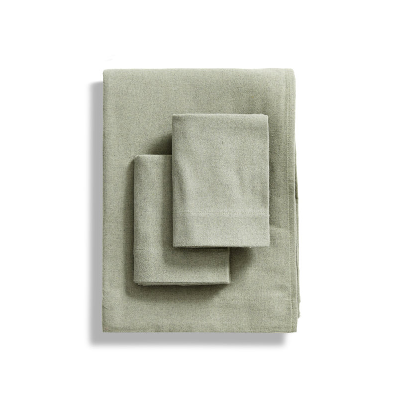 Flannel Standard Sheet Set, Green, King Sheet Set + 1 Fitted Sheet + 2 Pillowcases