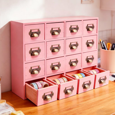 Wood Stackable Desk Organizer With 16 Drawers