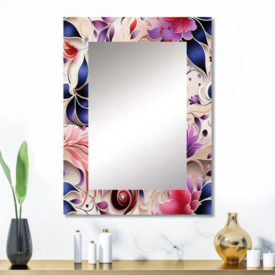 Bozhana Pink And Purple Romantic Roses Paisley Pattern - Paisley  Decorative Wall Mirror, Glam Mirror, Printed Metal Art