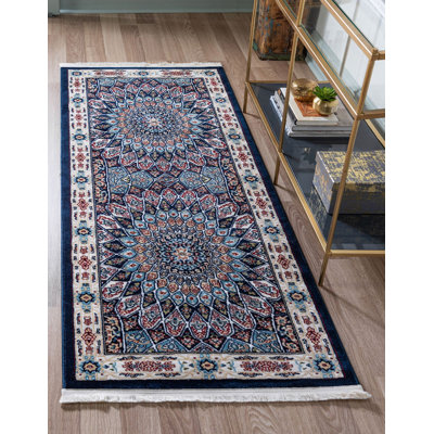 Tapis traditionnel Kelayeh couleur denim