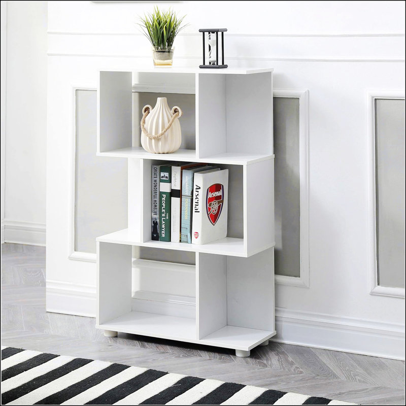 Modern Staggered 3-Shelf Manor Bookcase