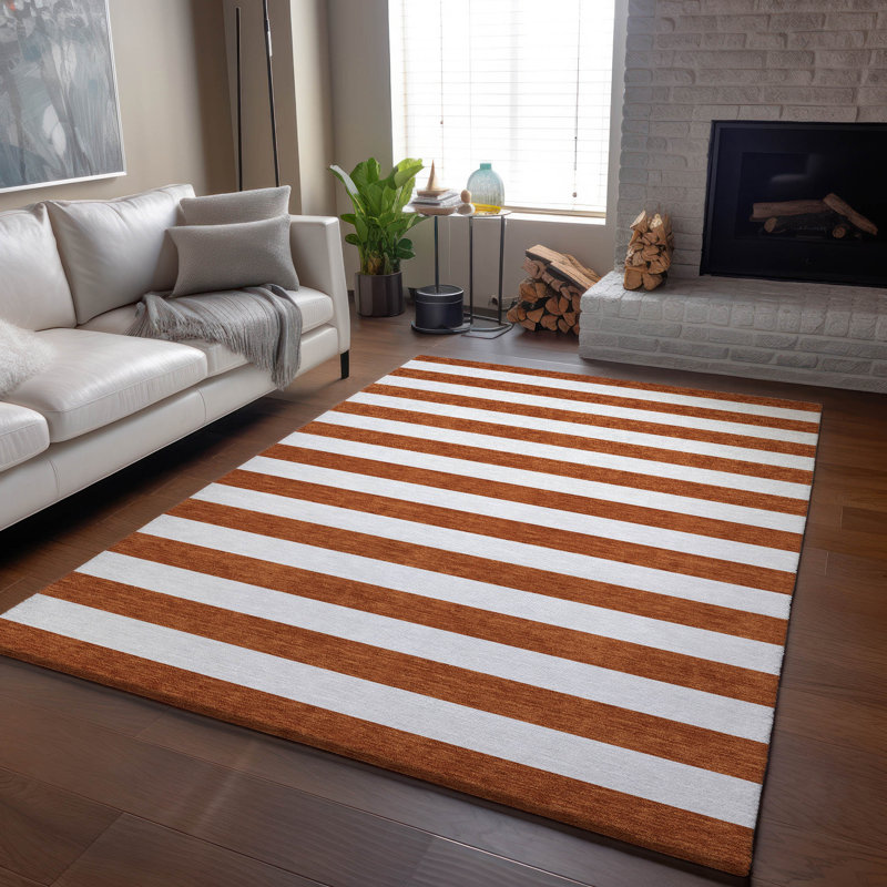 Premium Machine Washable Cerrito AMF528 Paprika Rug, Rectangle 5' x 7'6"