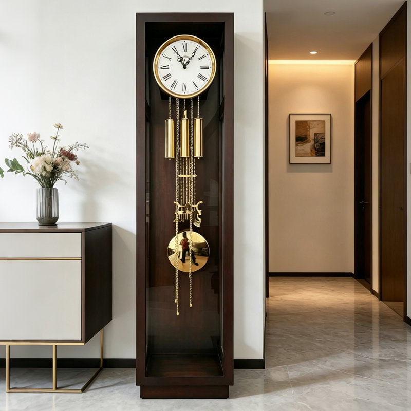 76.18"New Chinese-style minimalist vertical solid wood floor clock