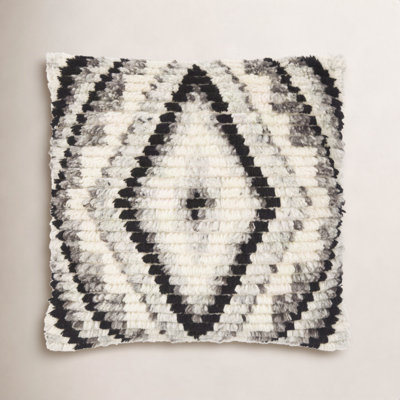 Cyan Geometric Wool Throw Pillow