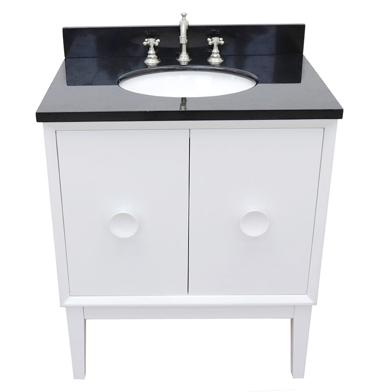 Crumley 31'' Single Bathroom Vanity with Top, White/Black Galaxy