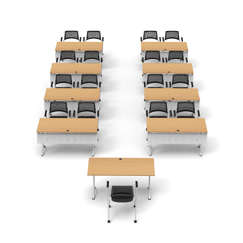 17 Person Training Meeting Seminar Tables with Modesty Panels and 17 Chairs Complete Set
