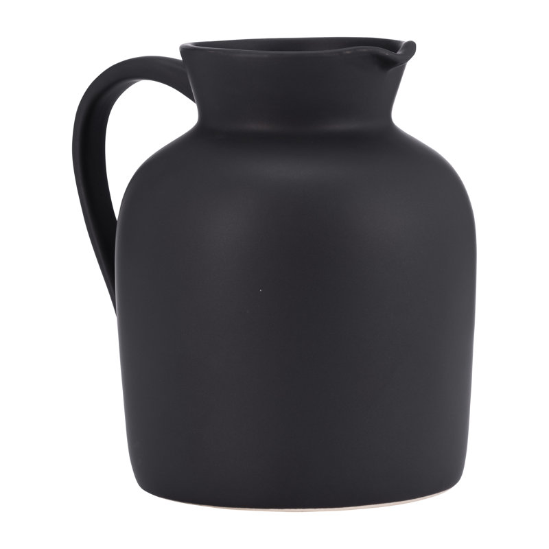  Vase pichet en céramique, H 8 po x l 6 po x P 5 po, Noir