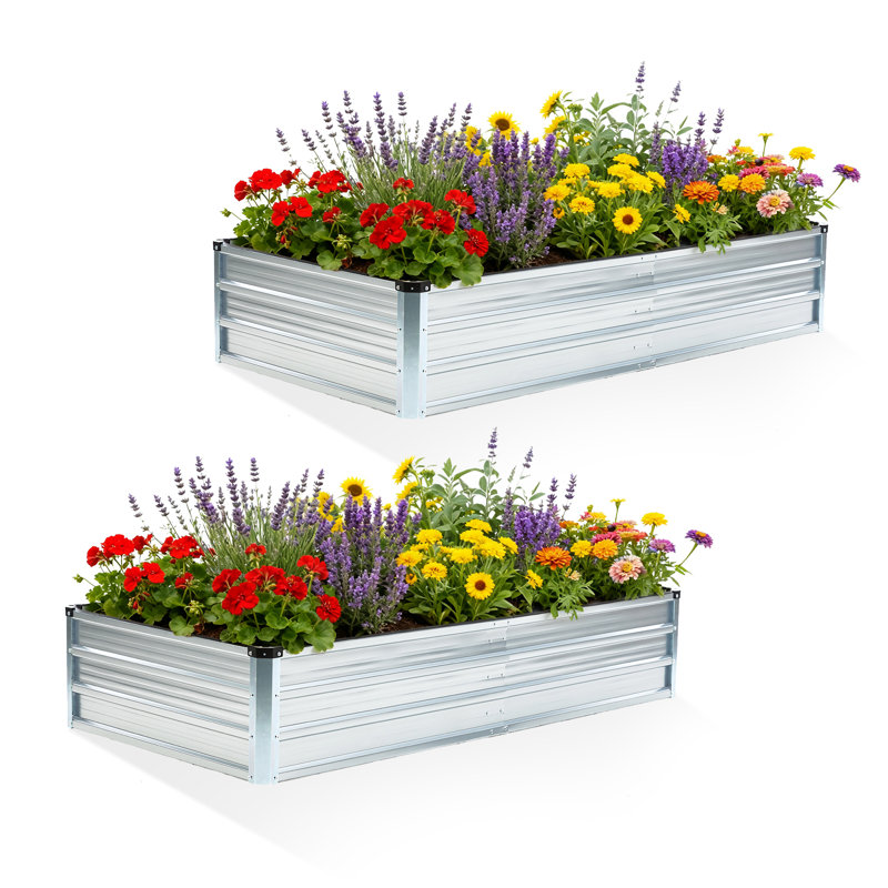 6x3x1ft Galvanized Raised Garden Bed, Rectangular Metal Planter Box, Vegetable and Flower Metal Raised Garden Bed