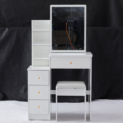 Petit meuble-lavabo 29,2 po avec tabouret de chevet et tabouret rembourré