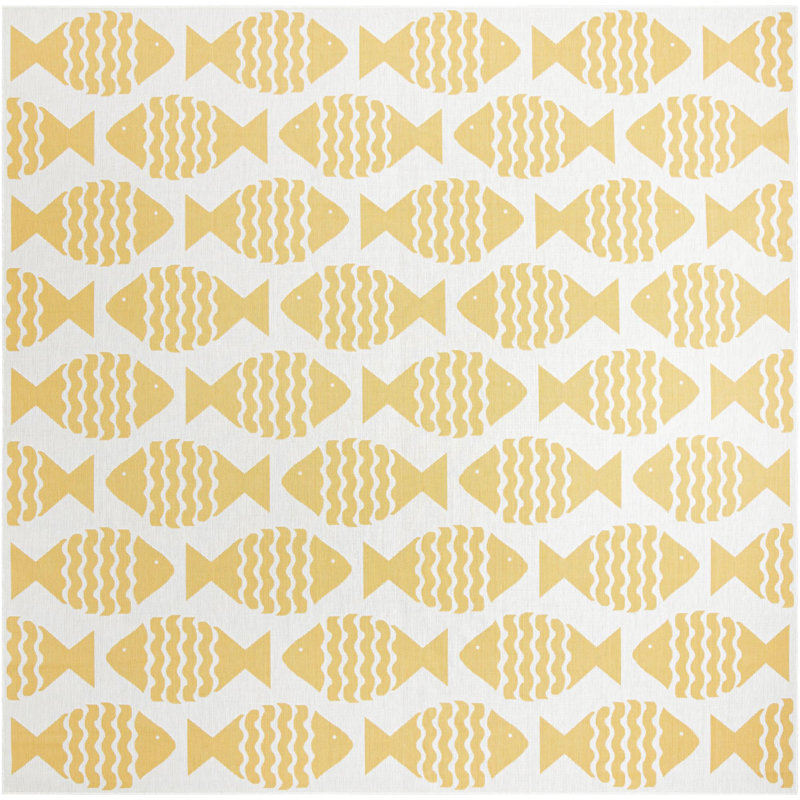 Contemporary Daitzman Area Rug Yellow Color, Square 12'