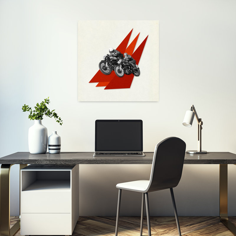 Art contemporain contemporain rétro géométrique, H 18 po x l 18 po